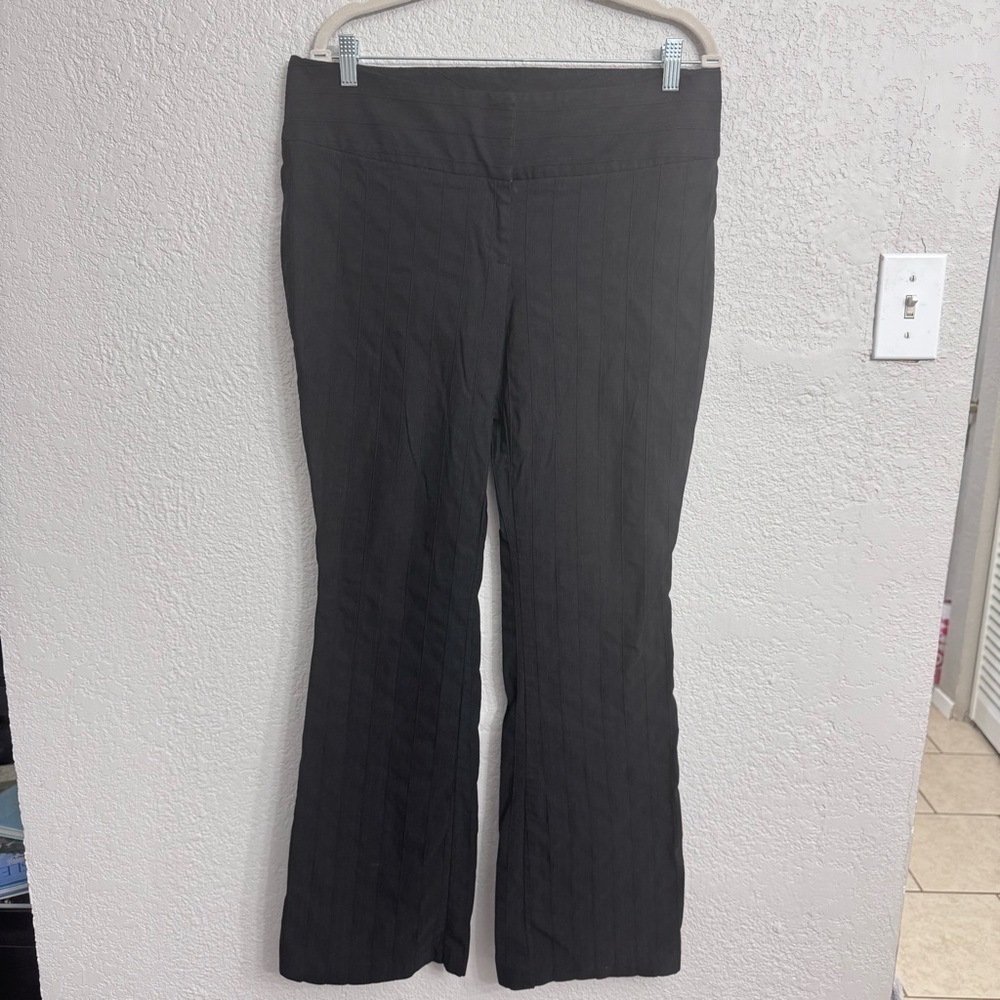 Bisou Bisou Michelle Bohbot Black Pinstripe Wide Leg Dress Pants Size 14